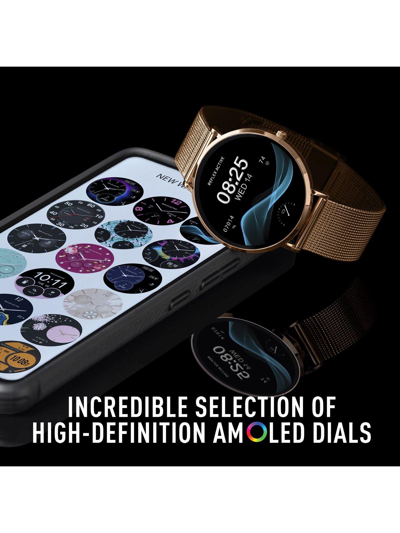  image of reflex-active-series-42-rose-gold-mesh-and-pink-silicone-strap-amoled-ultra-slim-smart-calling-watch-set