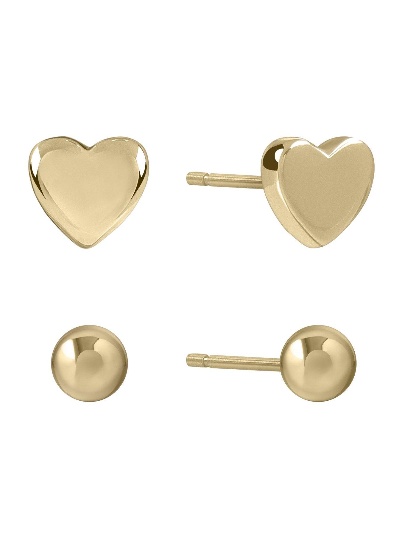  image of radley-gold-plated-black-leather-strap-watch-18ct-gold-plated-heart-twin-pack-earrings-amp-heart-ceramic-trinket-tray-set