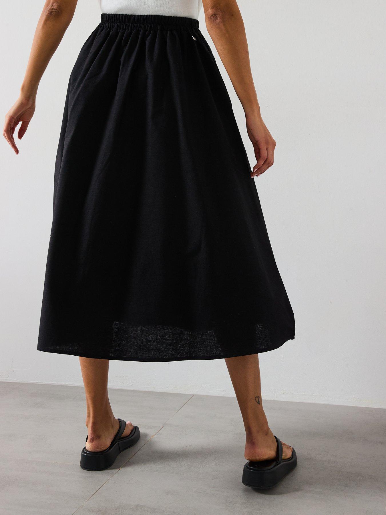 stillFront image of barbour-elsi-midi-skirt-black
