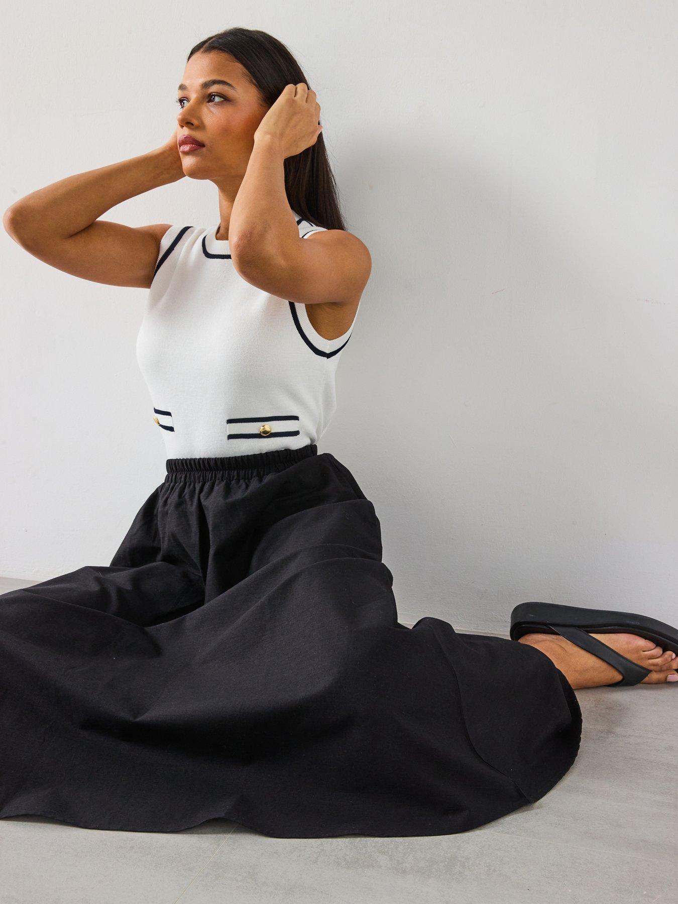  image of barbour-elsi-midi-skirt-black