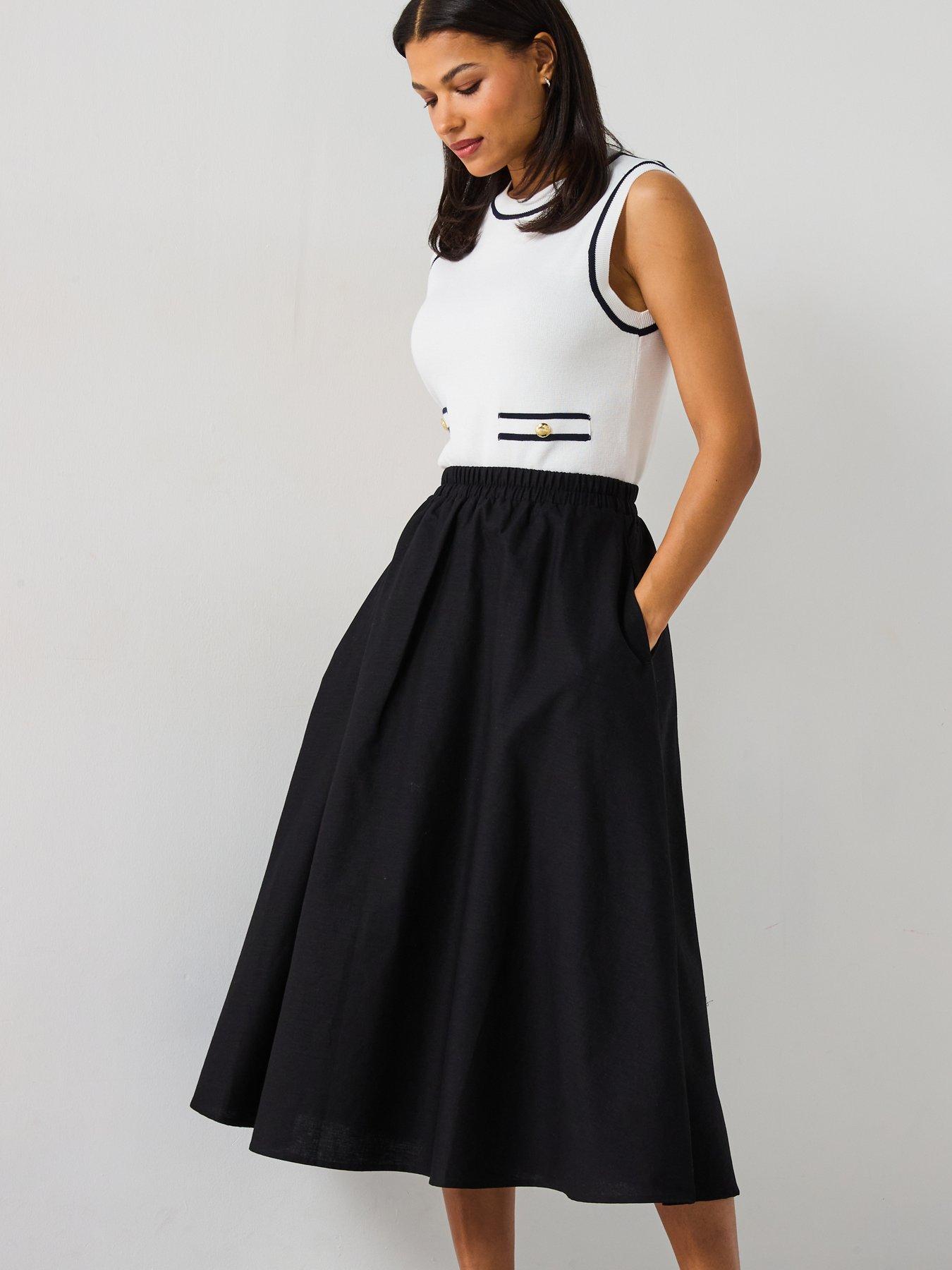  image of barbour-elsi-midi-skirt-black