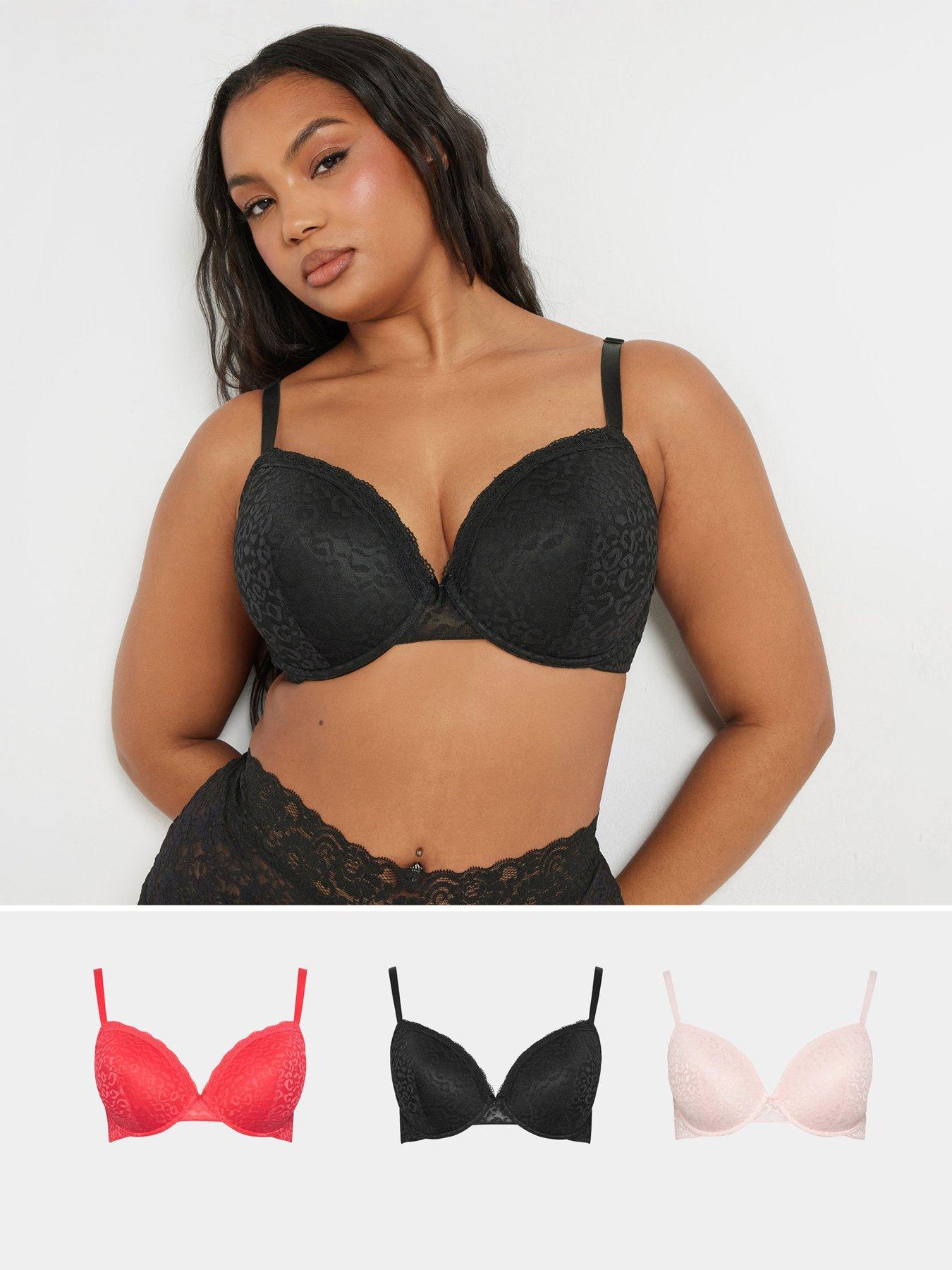 image of yours-curve-2-pack-floral-embellished-underwired-bra
