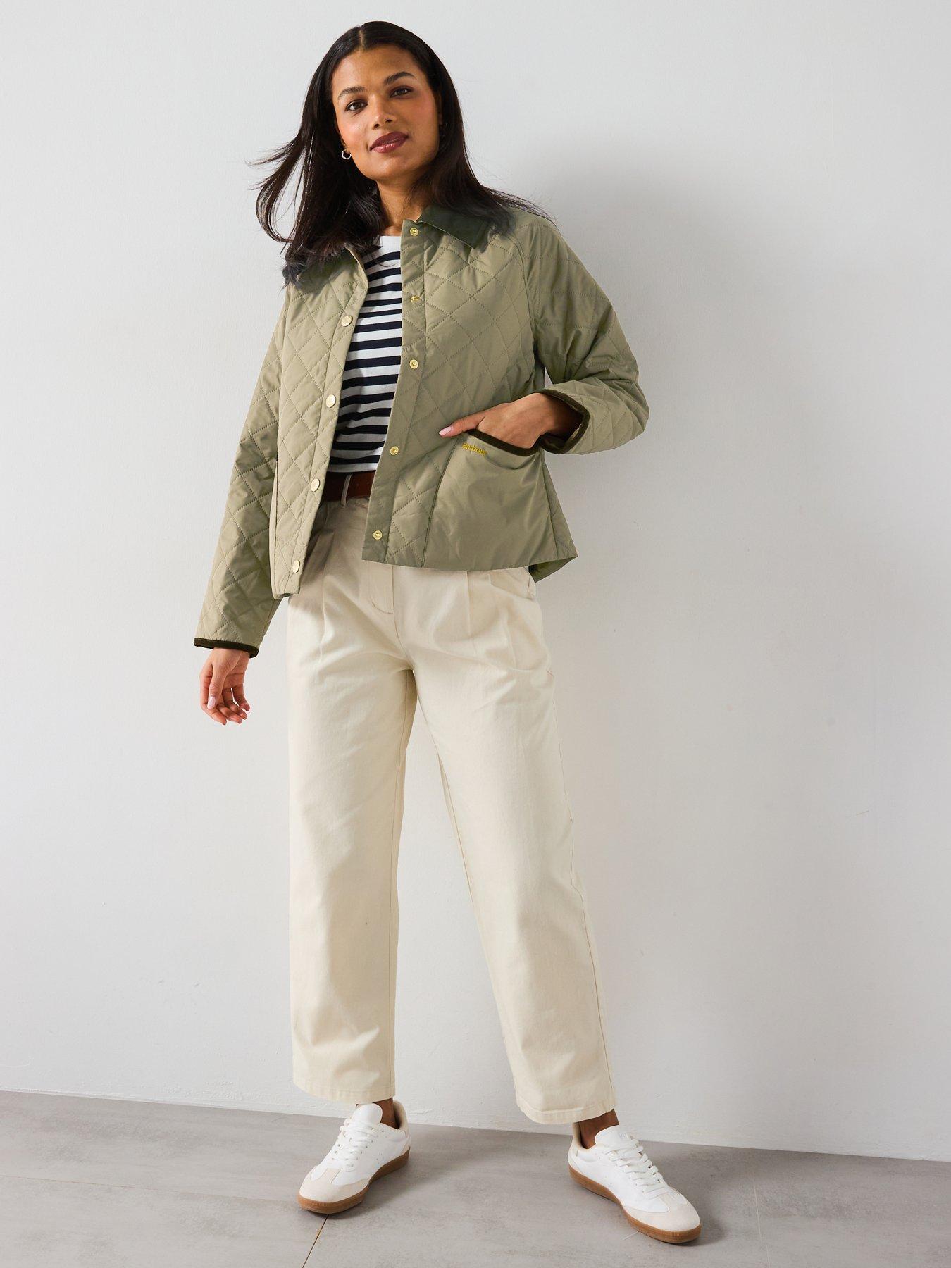 Wide Leg Barbour Chinos Womens Paris Barbour Anise Quilt Khaki