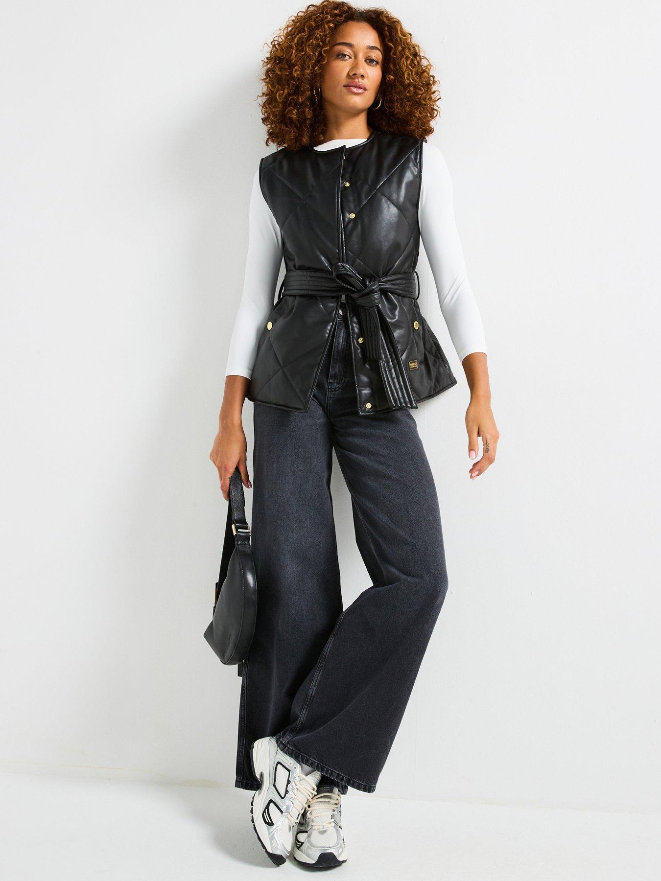  image of barbour-international-rosa-faux-leather-quilted-gilet-black