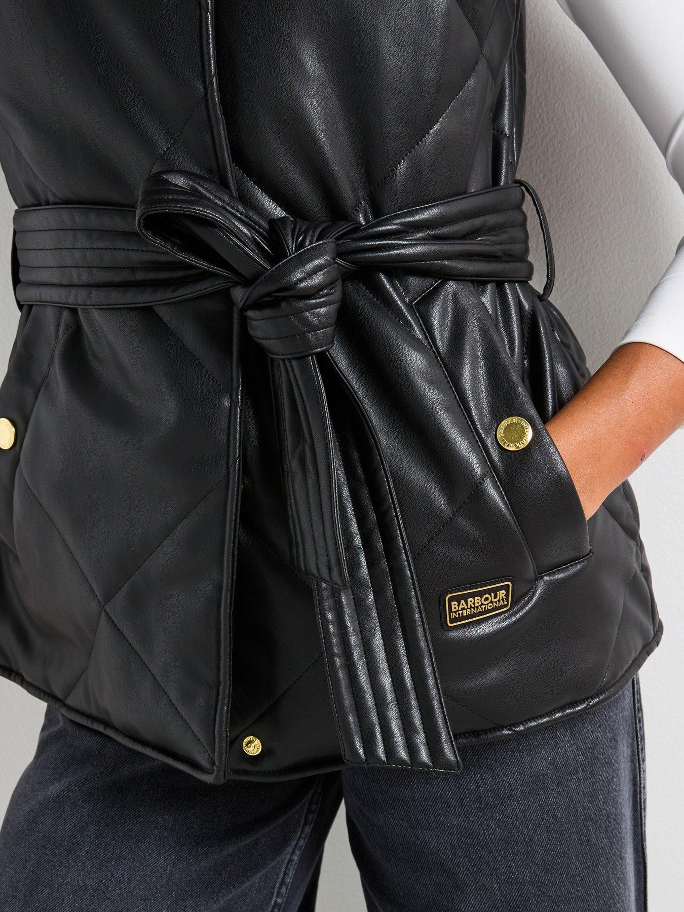  image of barbour-international-rosa-faux-leather-quilted-gilet-black