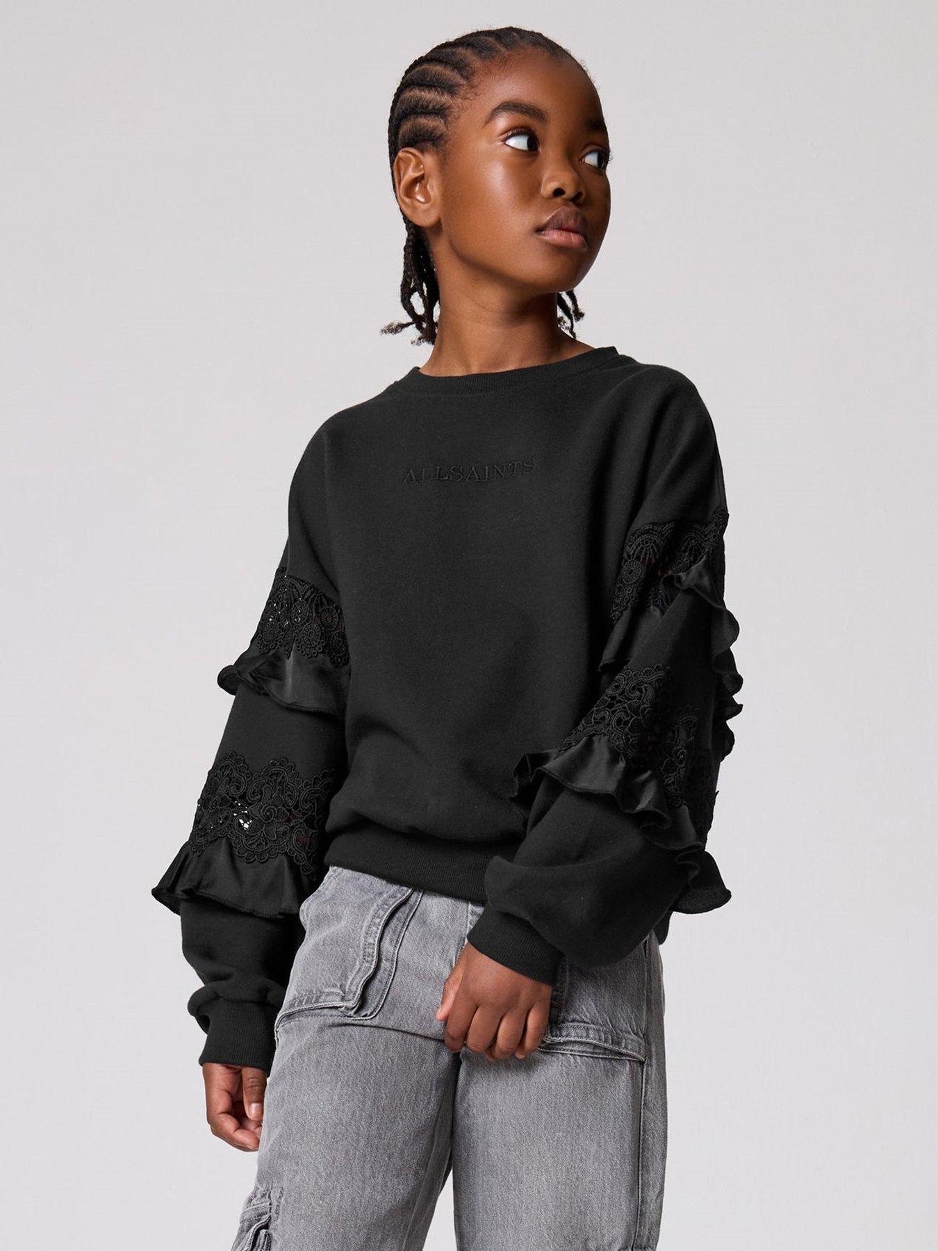  image of smallsaints-girls-gracie-lace-sweat-top-black