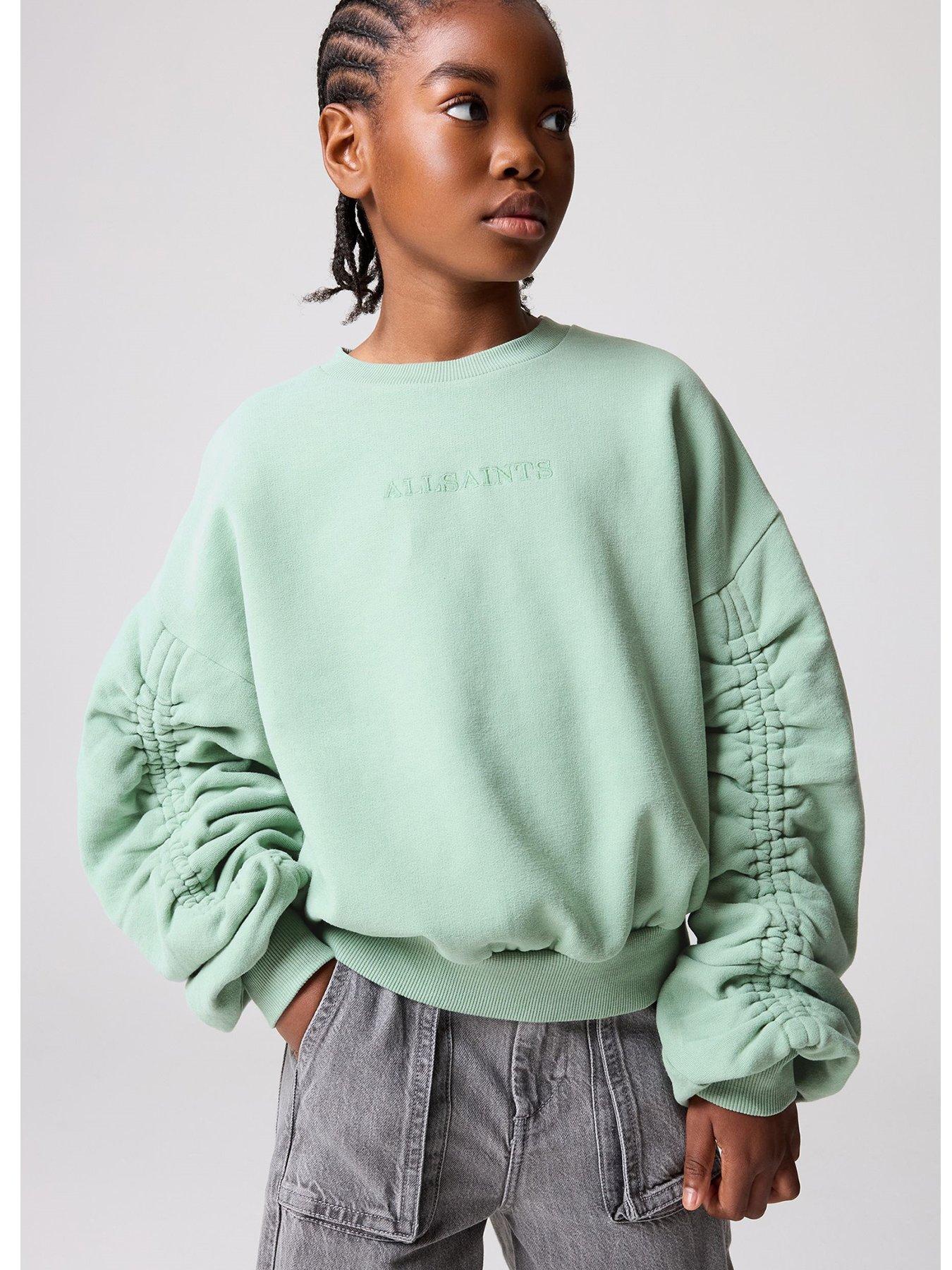undefined Girls Ruched Sleeve Sweatshirt - Green