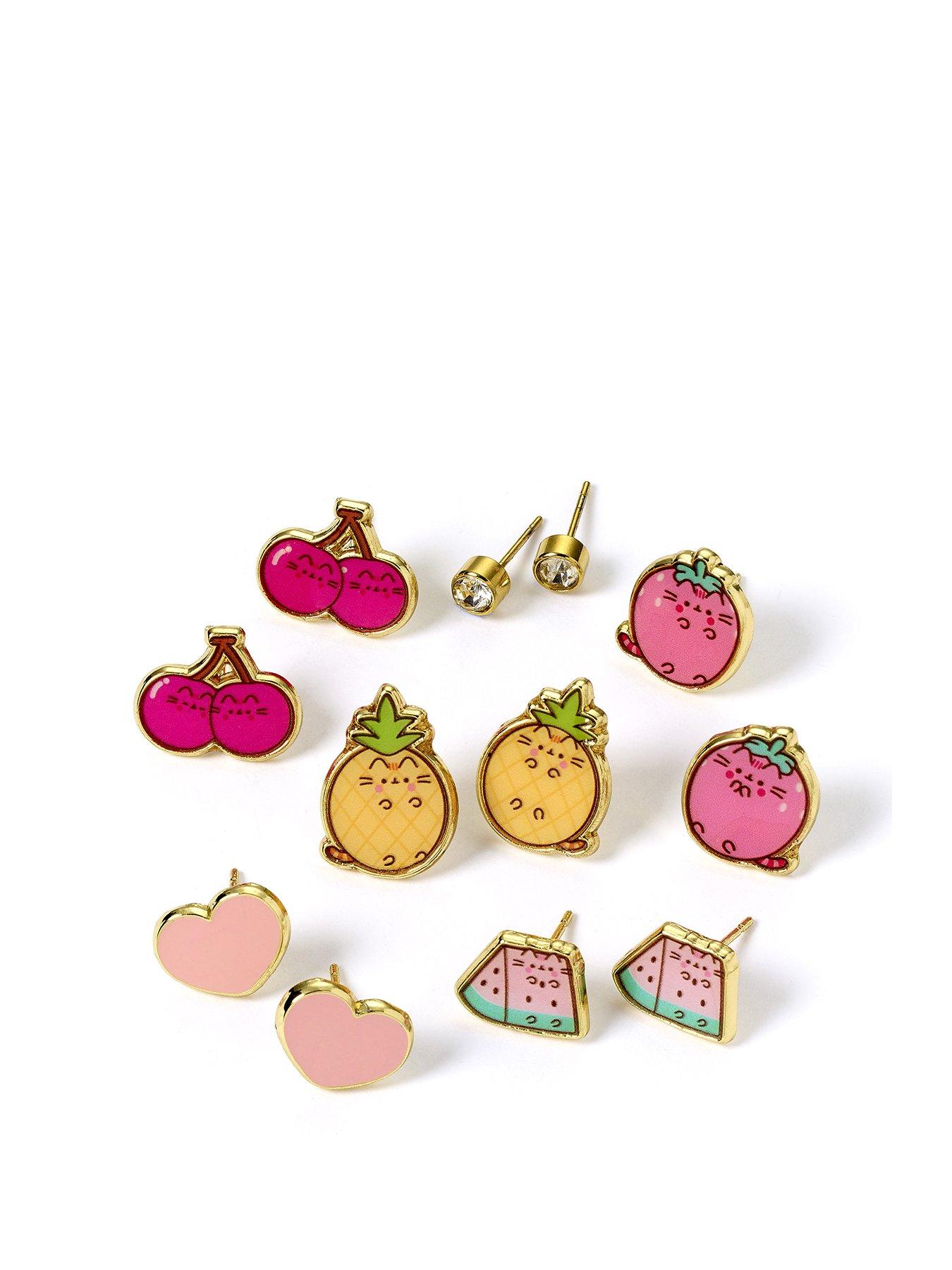 pusheen-the-cat-fruits-themed-stud-earring-set