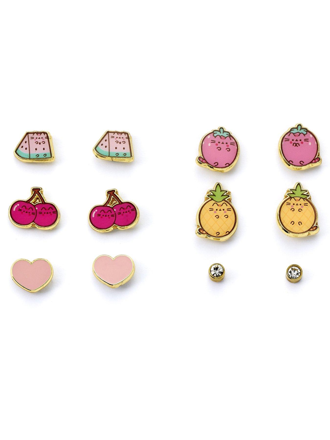 Image 2 of 3 of Pusheen The Cat Fruits Themed Stud Earring Set