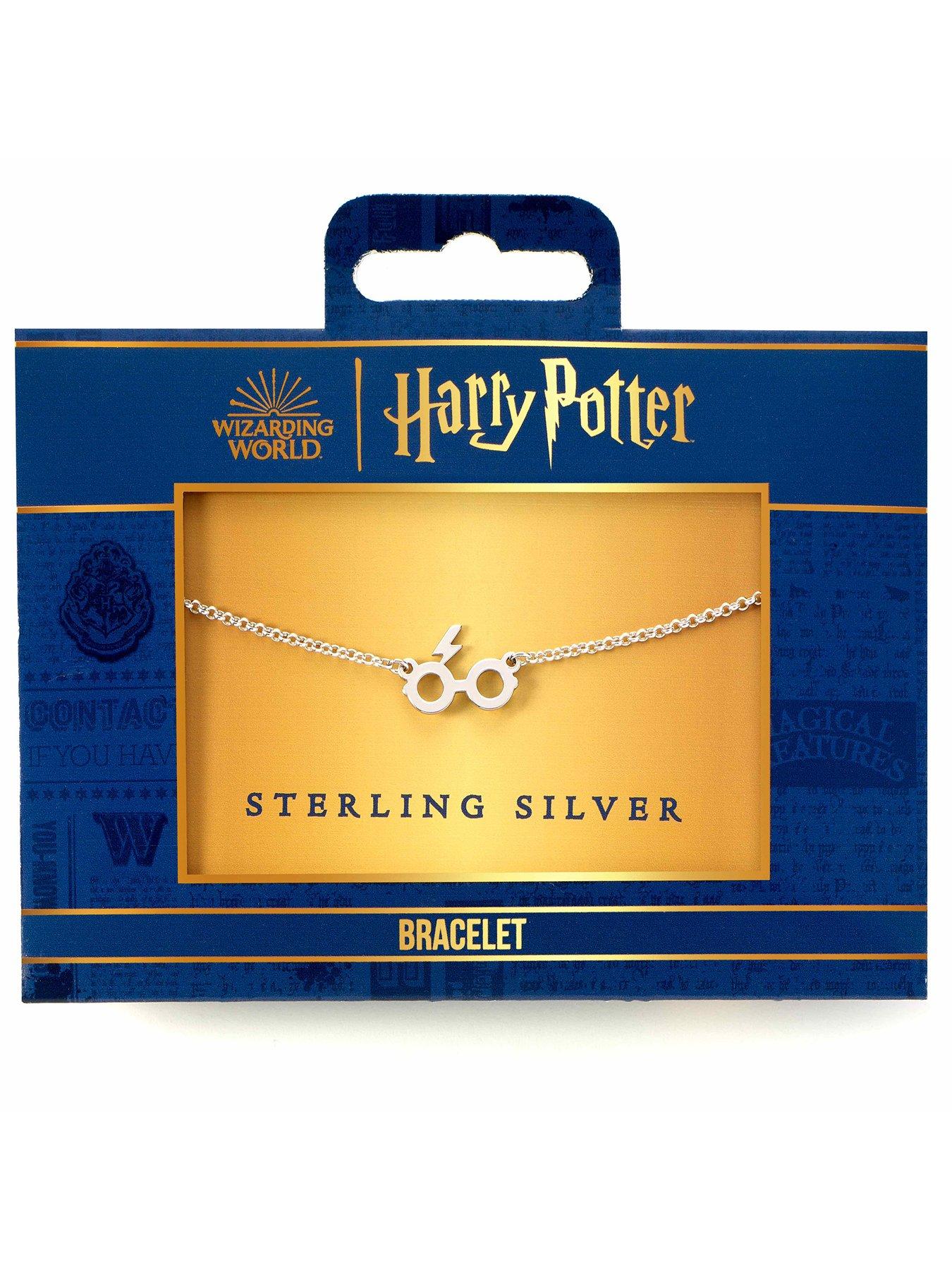  image of harry-potter-sterling-silver-glasses-amp-lightning-bolt-charm-bracelet
