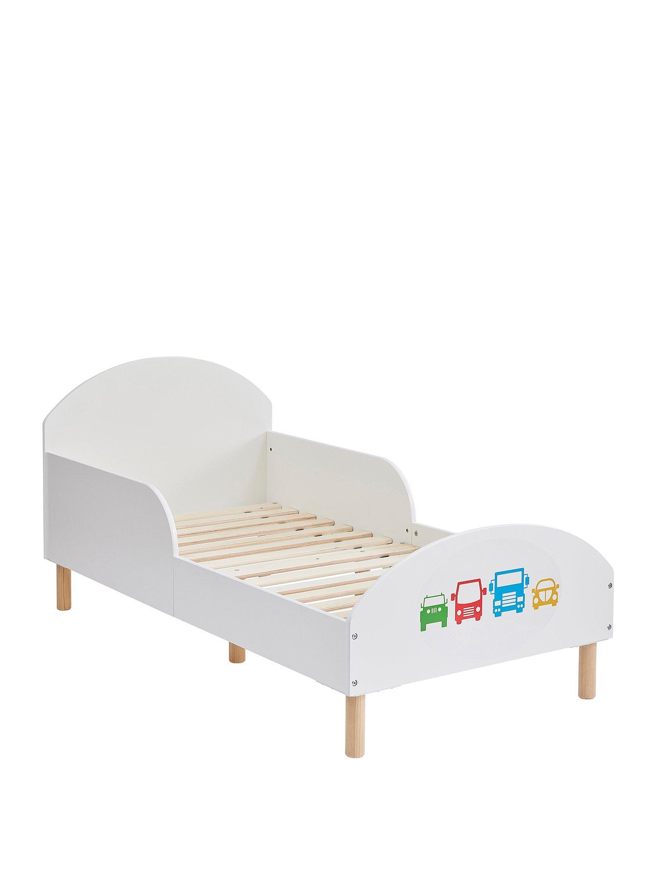  image of liberty-house-white-toddler-bed-with-car-decal