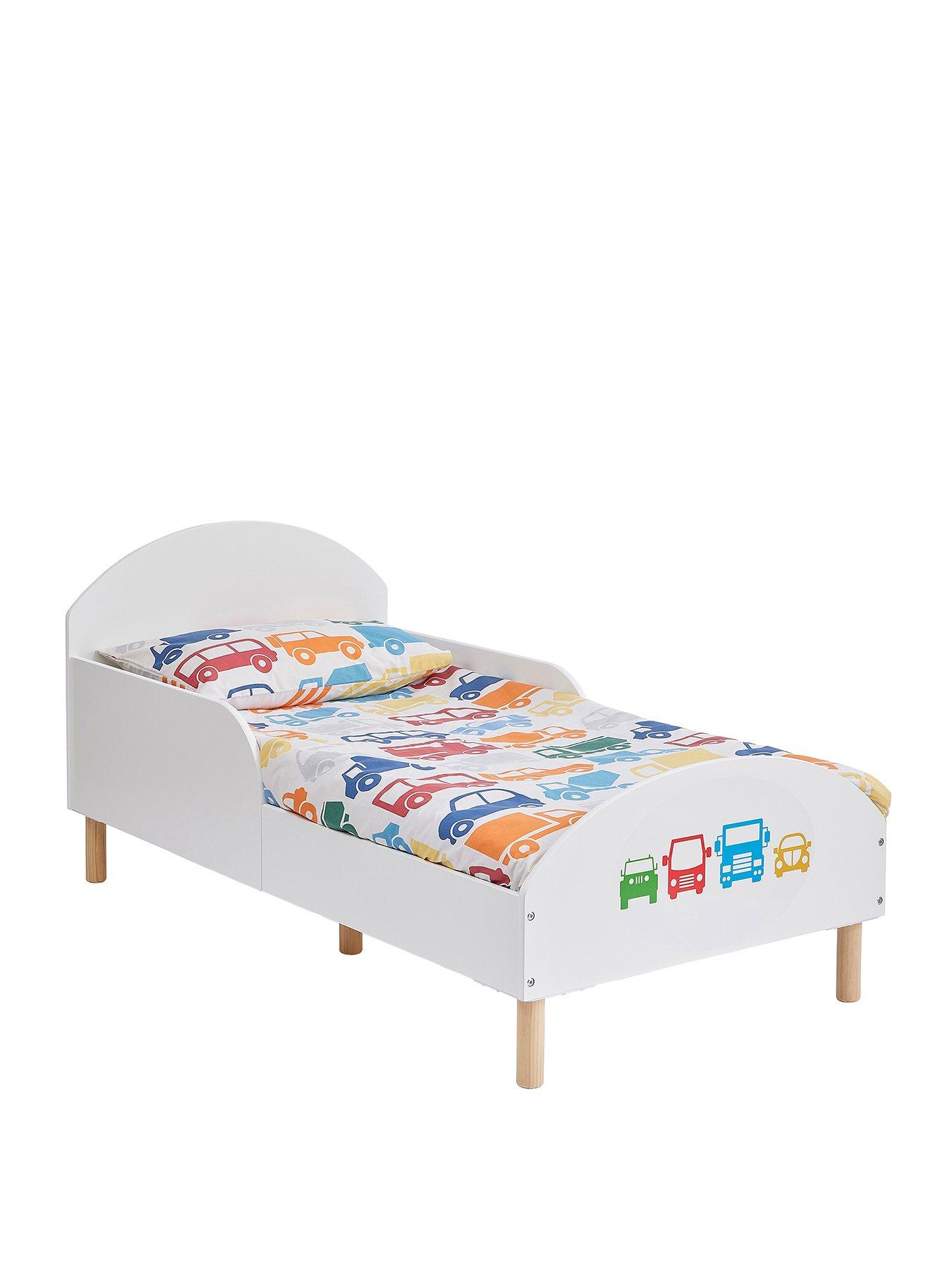  image of liberty-house-white-toddler-bed-with-car-decal