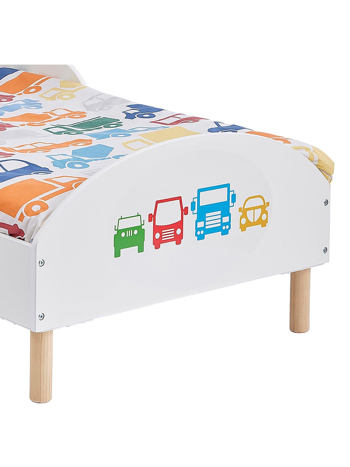  image of liberty-house-white-toddler-bed-with-car-decal