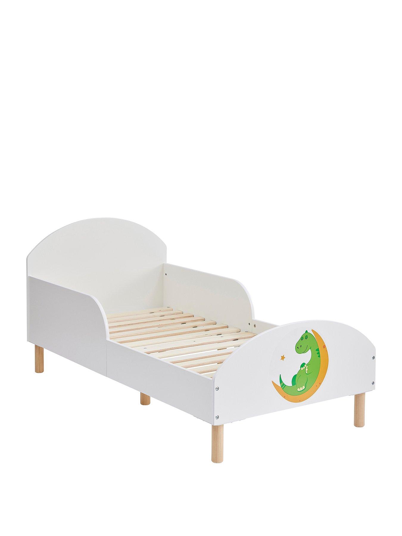 Image 2 of 7 of Liberty House White Toddler Bed with Dinosaur Decal