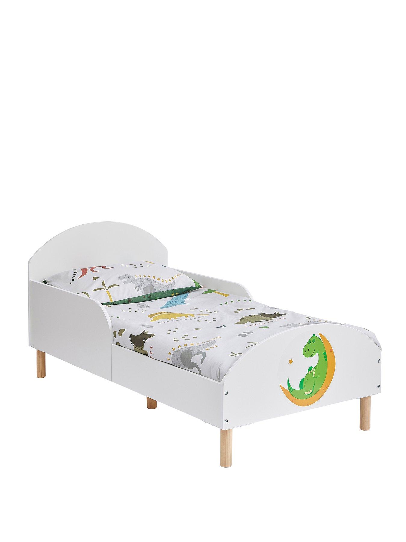 Image 3 of 7 of Liberty House White Toddler Bed with Dinosaur Decal