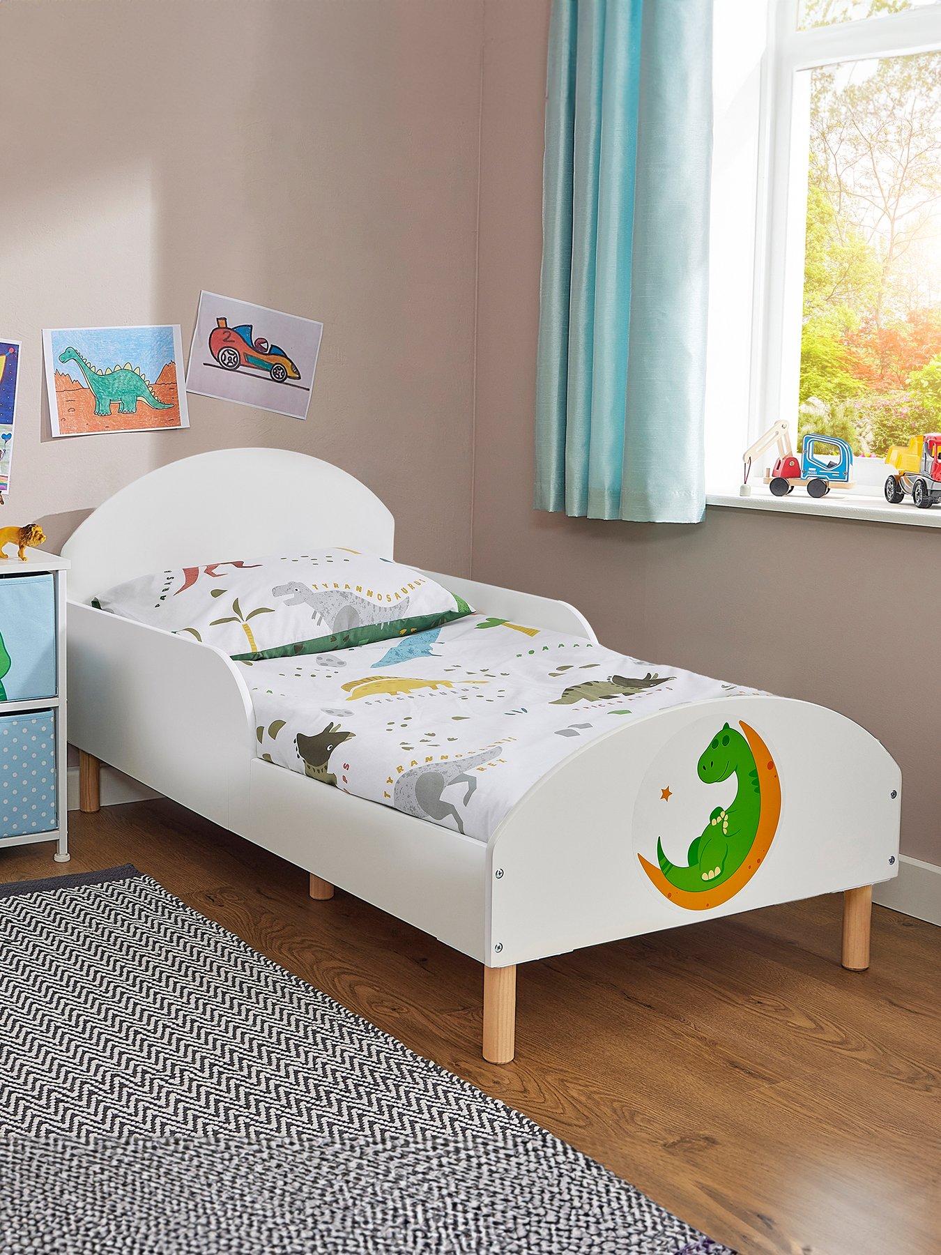 Image 4 of 7 of Liberty House White Toddler Bed with Dinosaur Decal