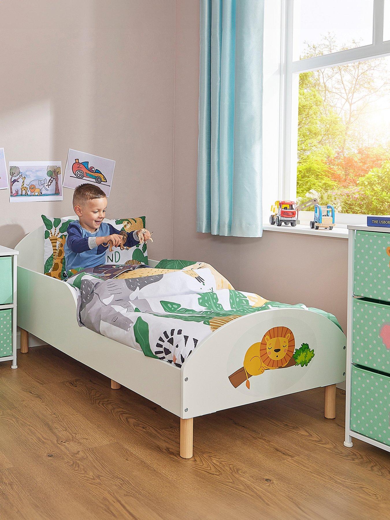 Liberty House White Toddler Bed with Lion Decal