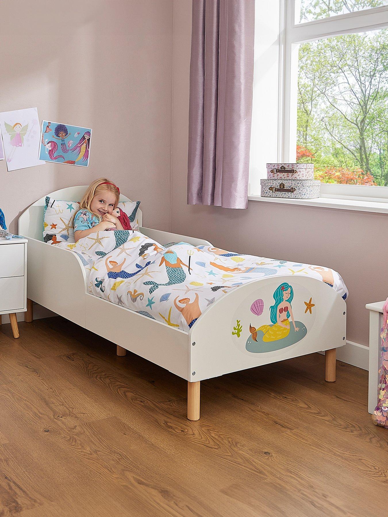 Liberty House White Toddler Bed with Mermaid Decal
