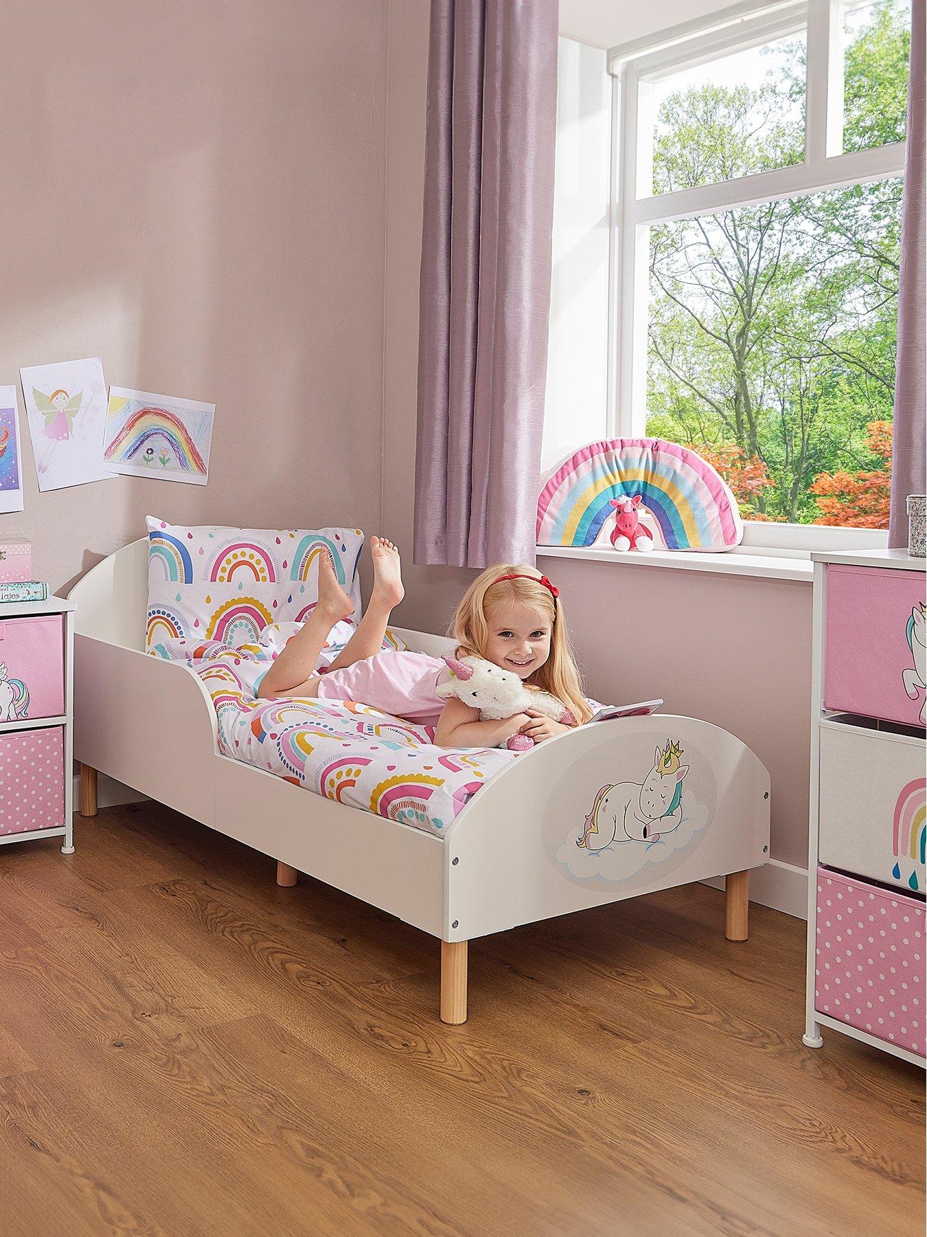 Liberty House White Toddler Bed with Unicorn Decal