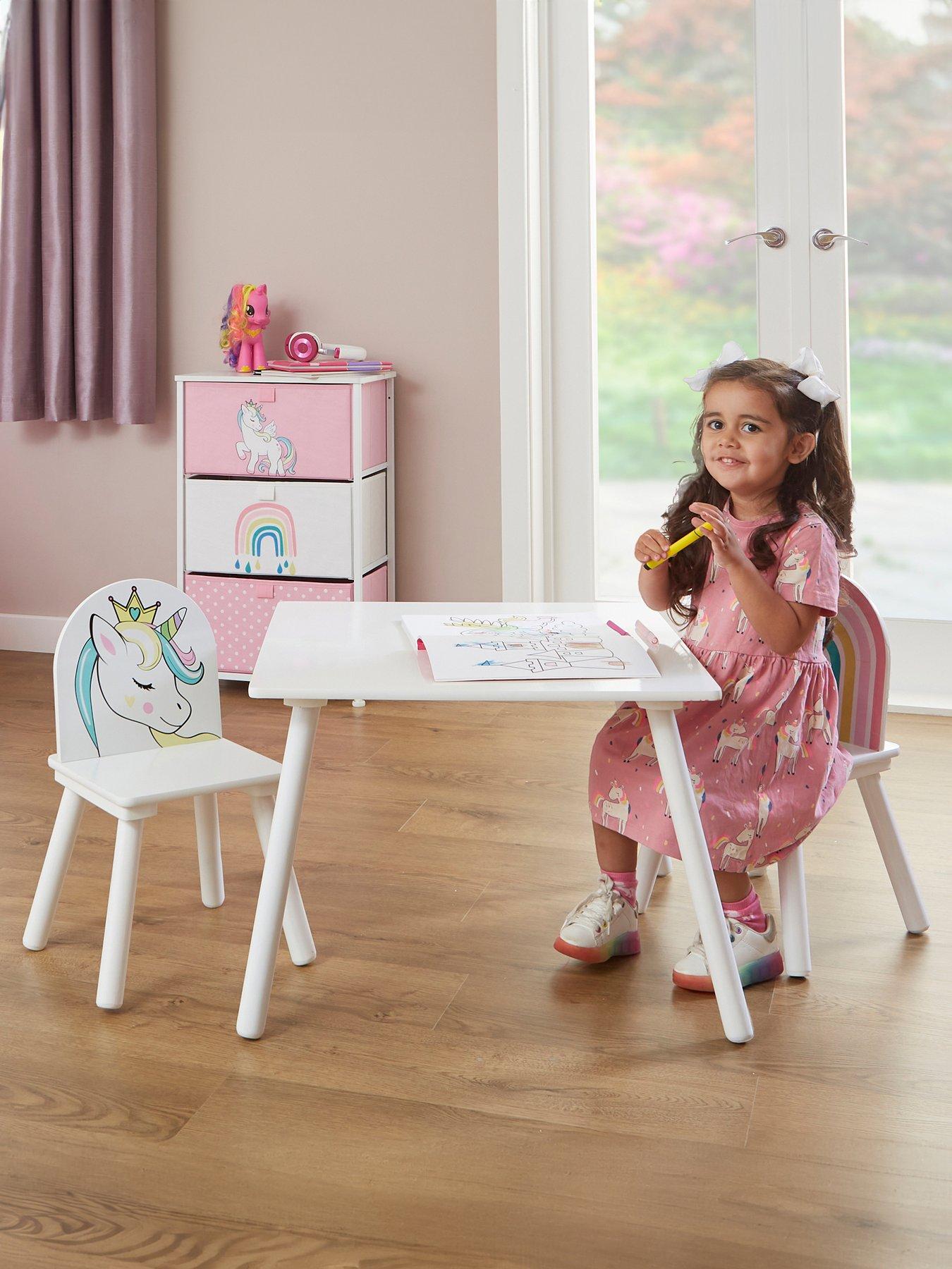 Image 1 of 7 of Liberty House Kids Unicorn Table and Two Chairs set