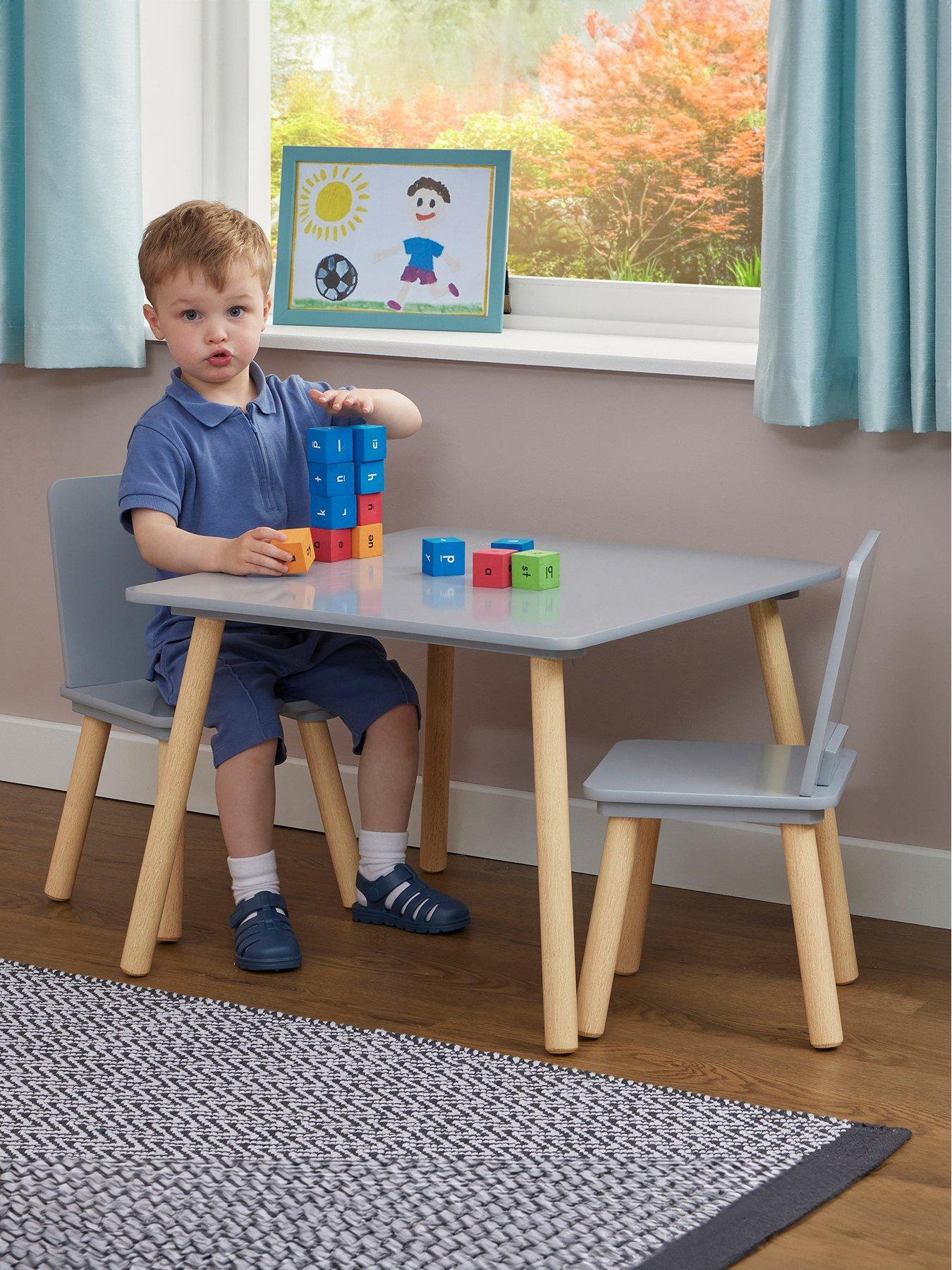 Liberty House Kids Grey and Pinewood Table and Two Chairs set