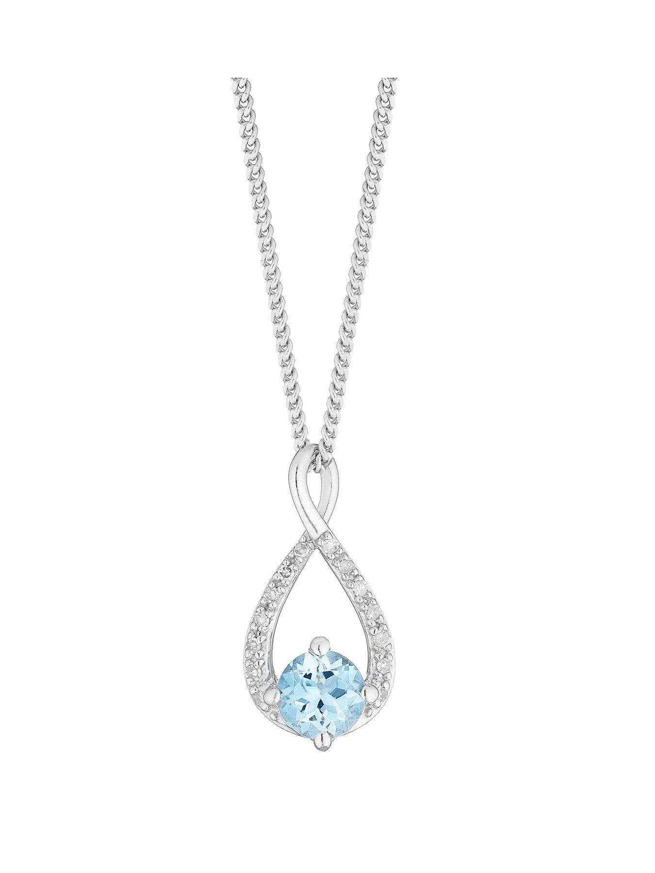 undefined Sterling Silver & Blue Topaz Diamond Infinity Pendant
