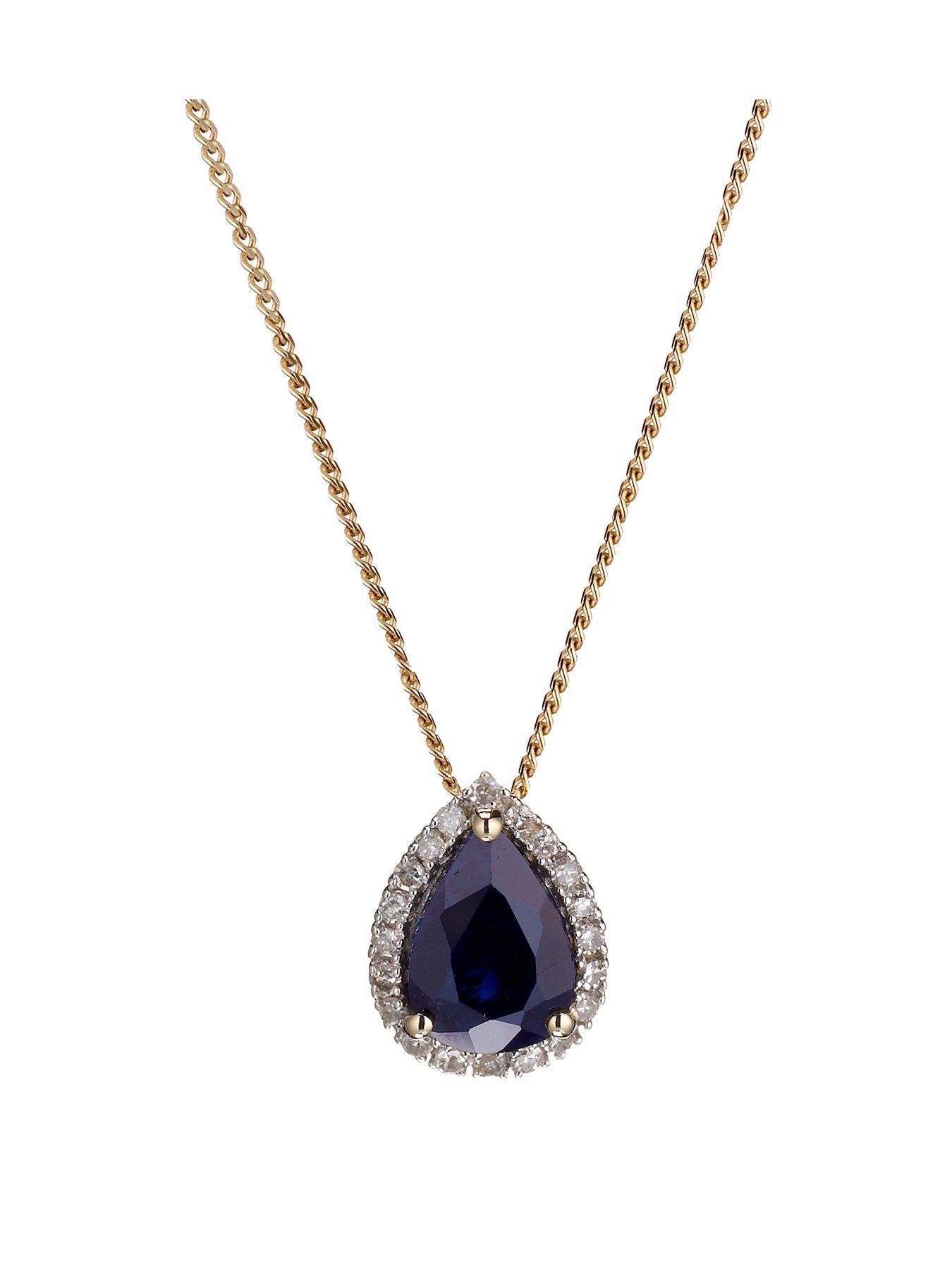 undefined 9ct Yellow Gold Sapphire and Diamond Pendant