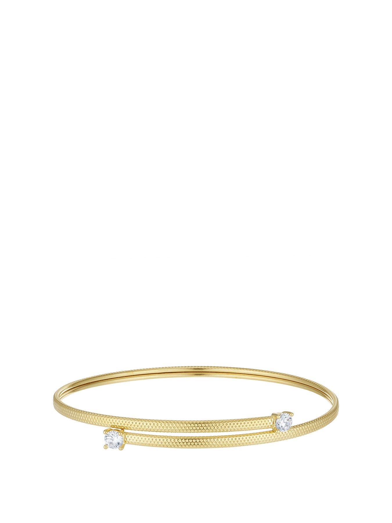 undefined 9ct Yellow Gold Cubic Zirconia Flexi Bangle