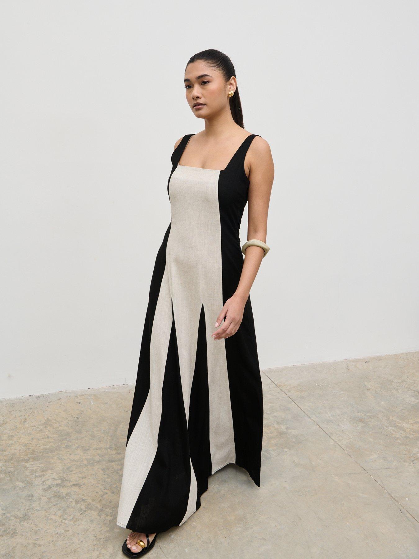 undefined Ella Square Neck Contrast Maxi Dress