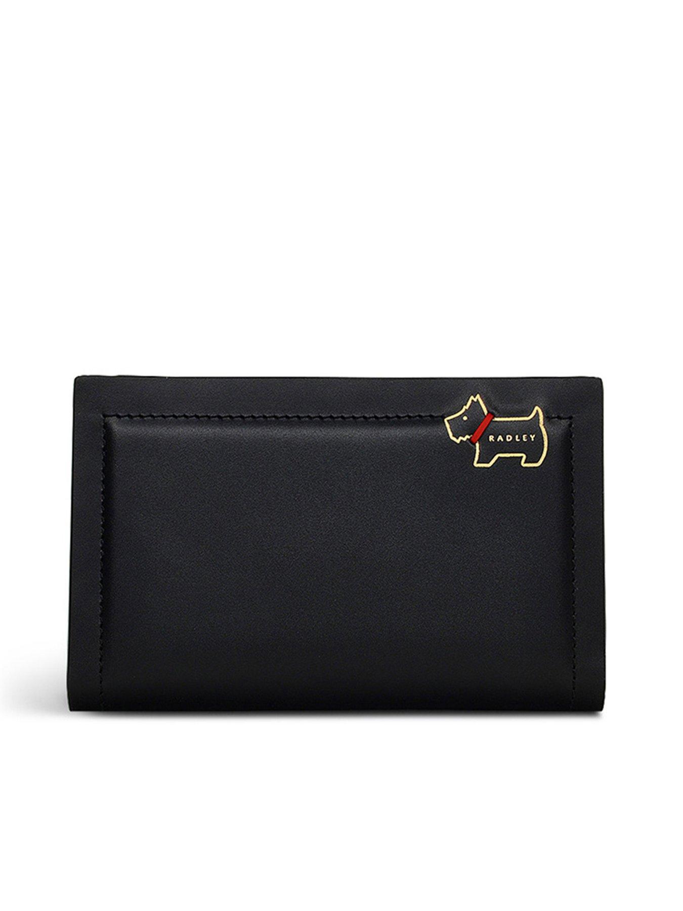 front image of radley-heritage-lane-medium-leather-bifold-purse-black