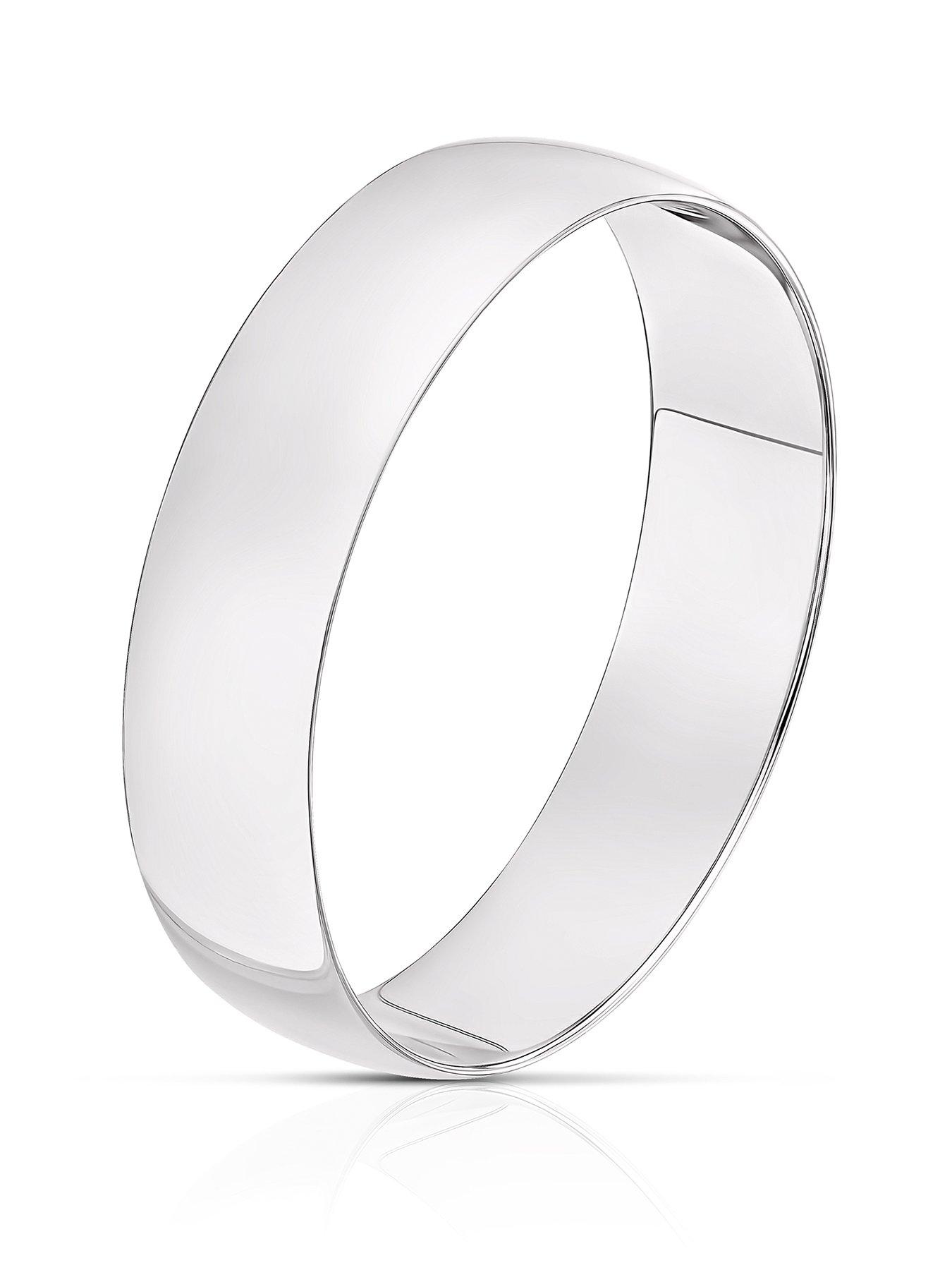 H. Samuel Platinum 5mm Heavy D Shape Wedding Ring