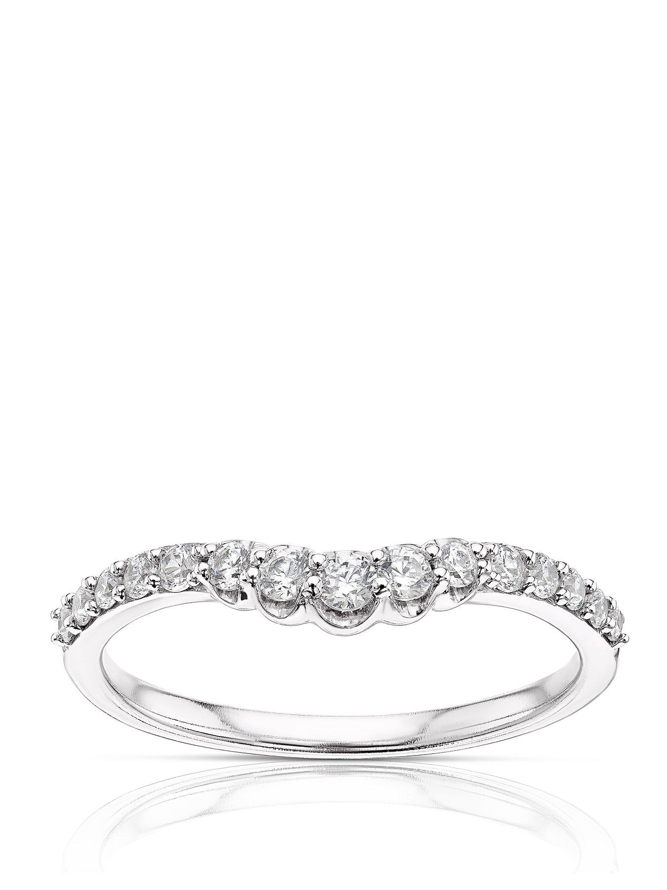 H. Samuel 9ct White Gold 0.23ct Diamond Round Wishbone Ring
