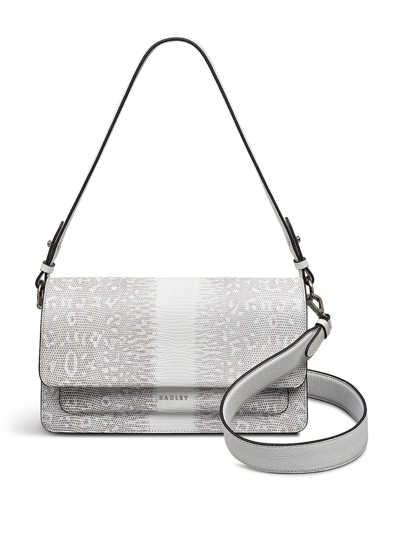 Radley Leather Lane Faux Lizard Medium Flapover Shoulder Bag - White