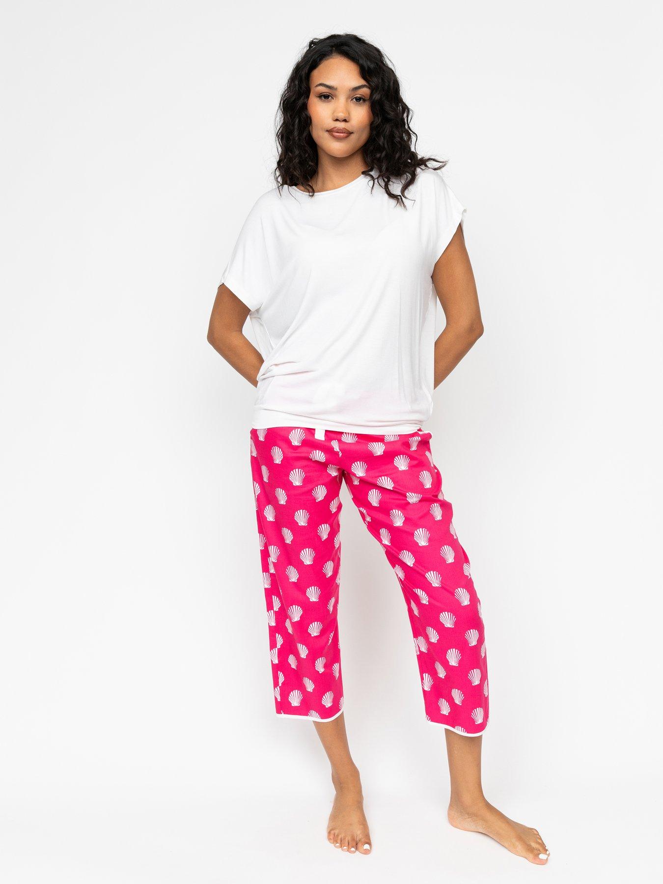 undefined Kayla White Slouch Jersey Cap Slv Pyjama Top