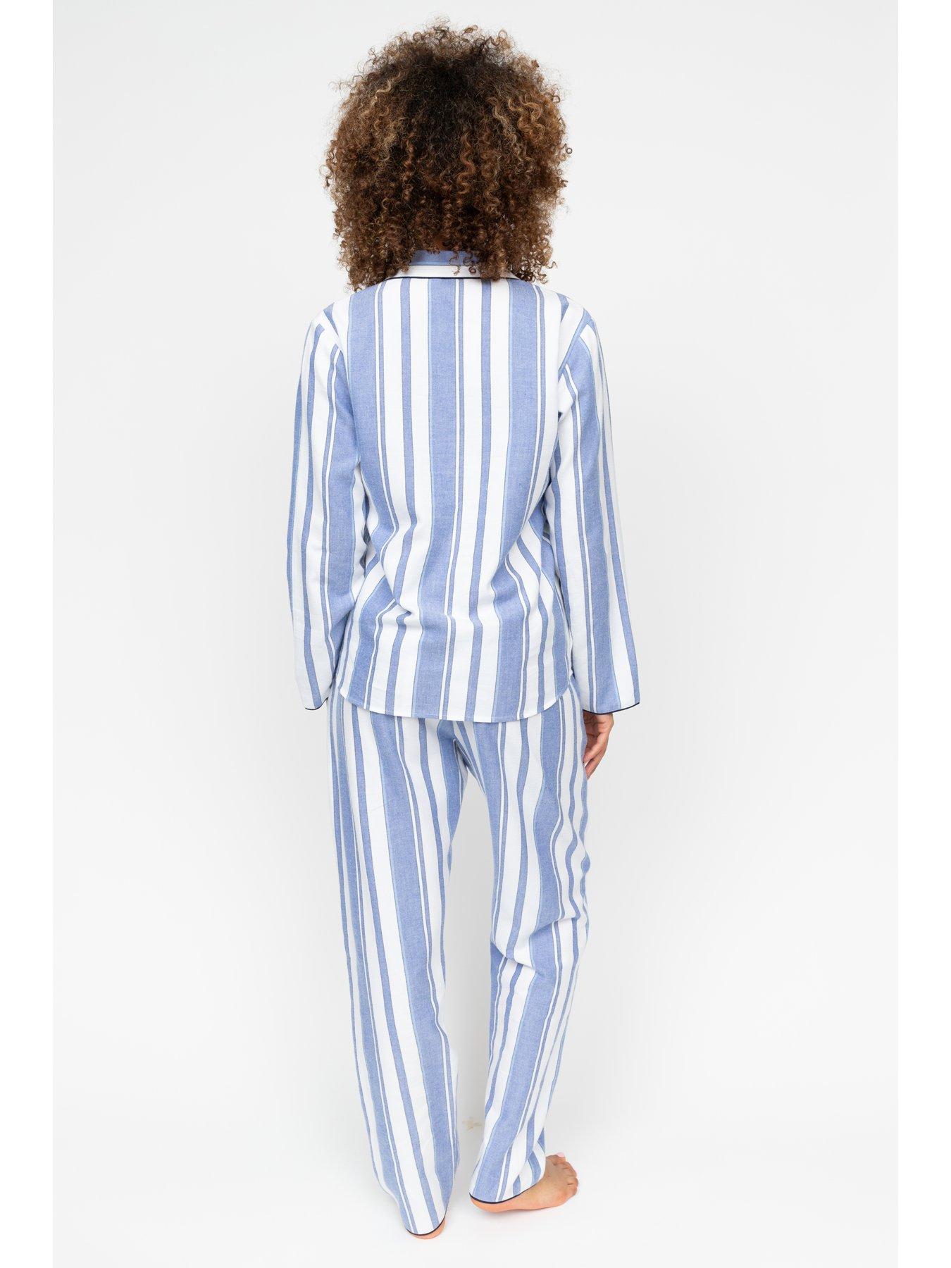  image of cyberjammies-alpes-blue-stripe-lslv-pyjama-set