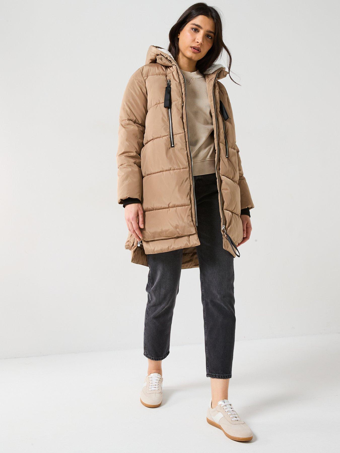 Only Nora Long Puffer Coat - Beige | Littlewoods