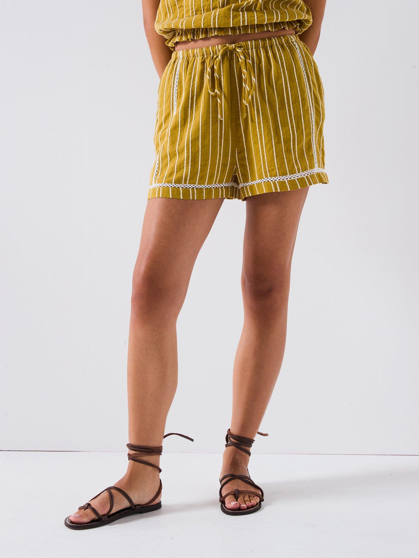 v-by-very-stripe-short-co-ord-brown