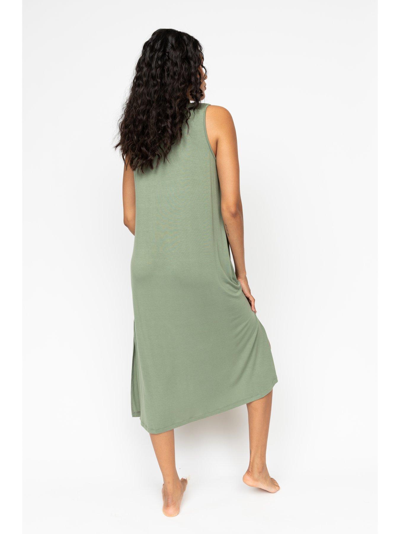  image of cyberjammies-lea-sage-green-jersey-bus-long-nightdress
