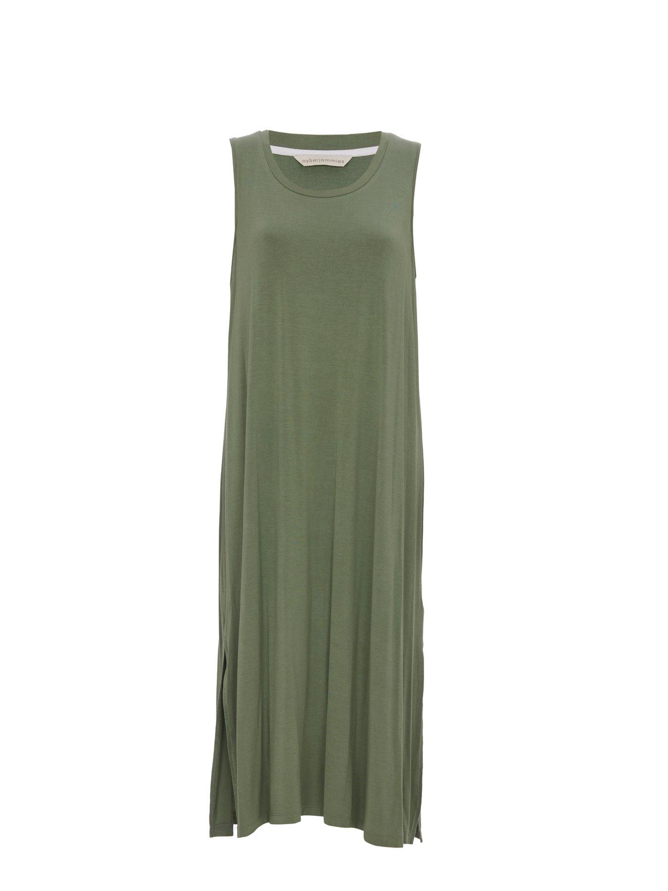  image of cyberjammies-lea-sage-green-jersey-bus-long-nightdress