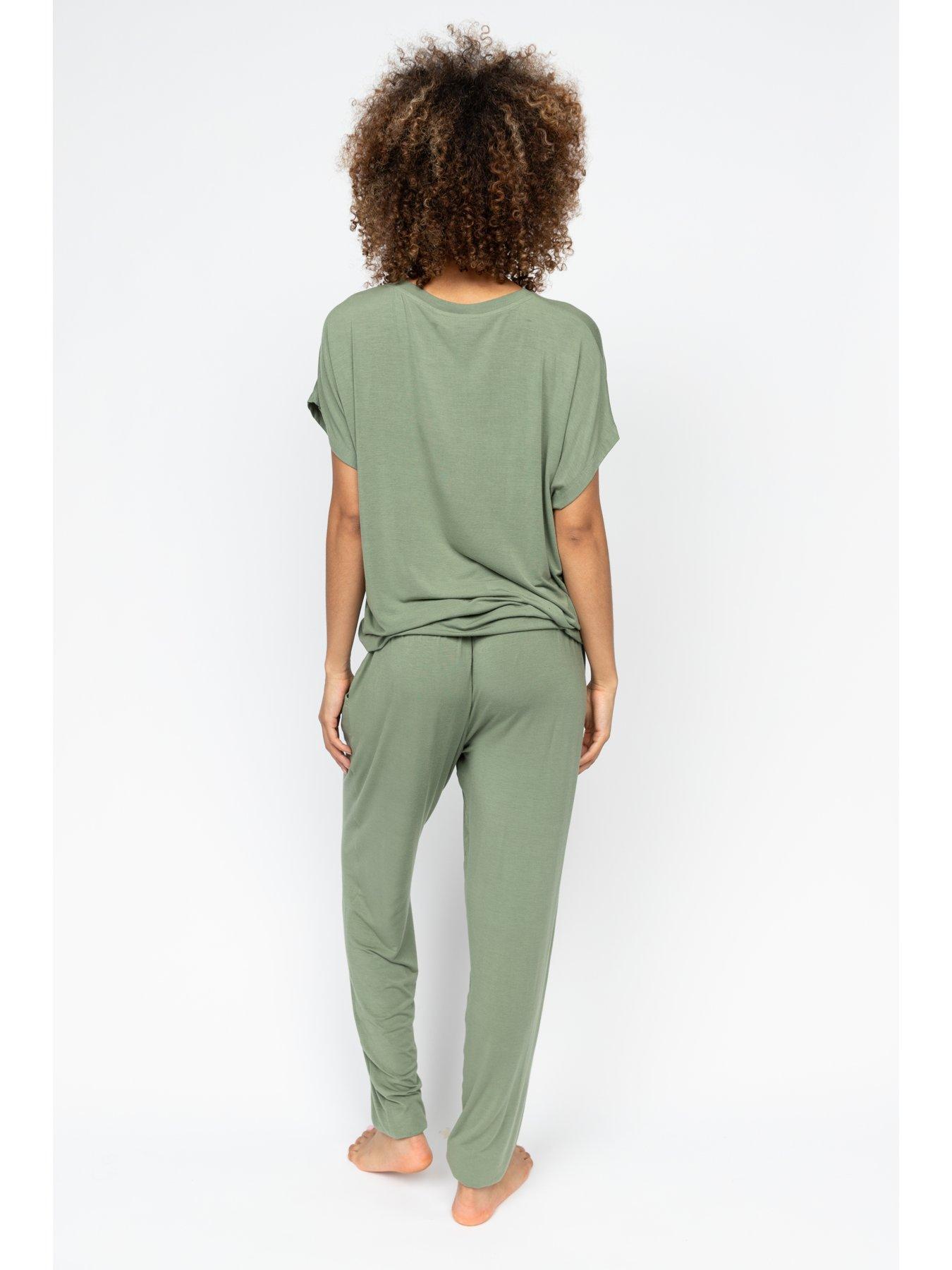  image of cyberjammies-lea-sage-green-slouch-jersey-cap-slv-pyjama-top