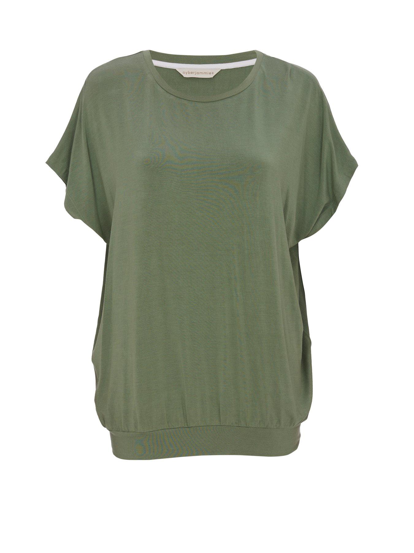  image of cyberjammies-lea-sage-green-slouch-jersey-cap-slv-pyjama-top