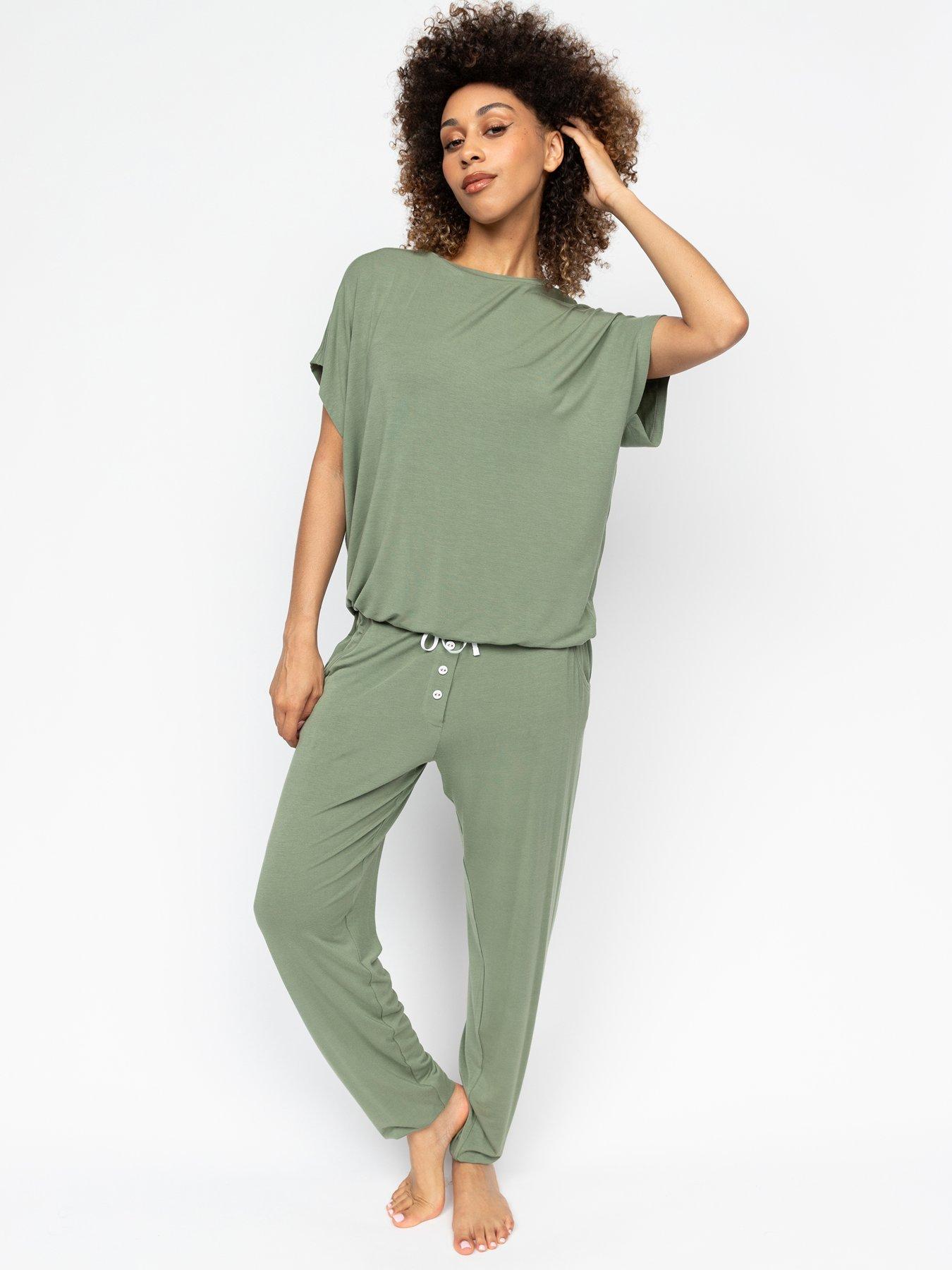 undefined Lea Sage Green Jersey Pyjama Bottoms