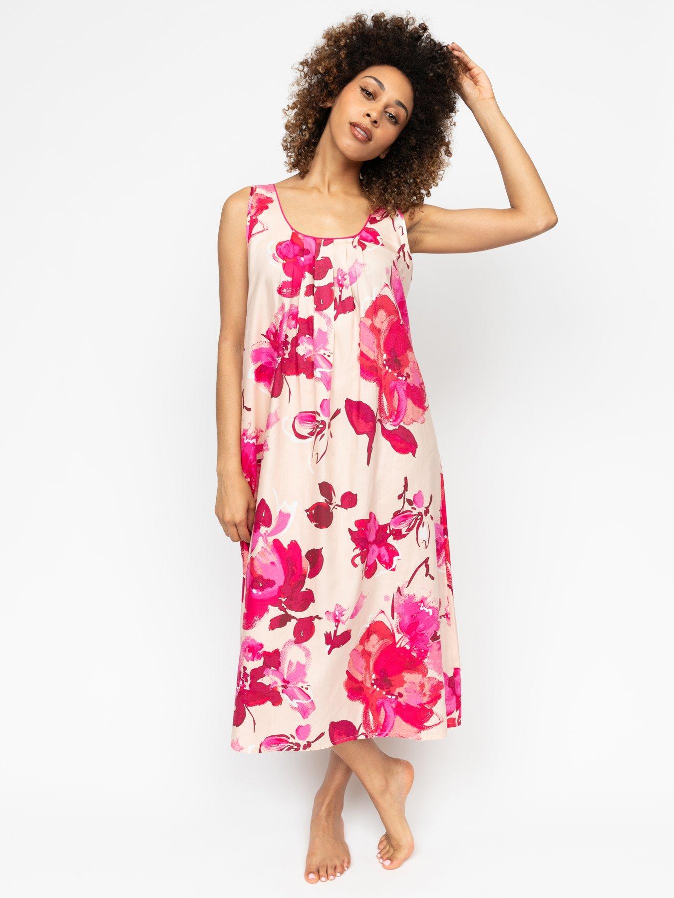 cyberjammies-aria-peach-floral-print-bus-long-nightdress