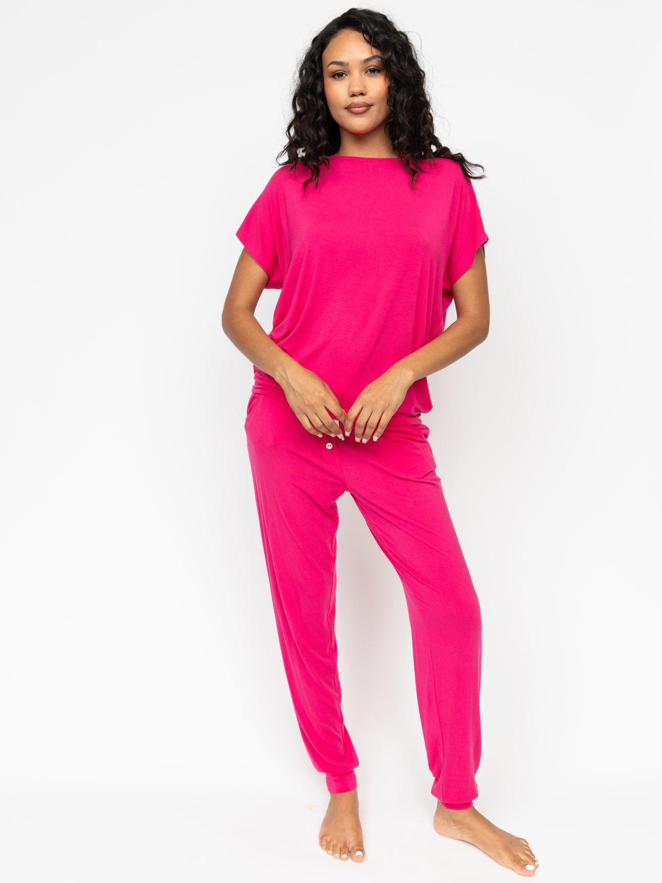 cyberjammies-aria-bright-pink-slouch-jersey-cap-slv-pyjama-set
