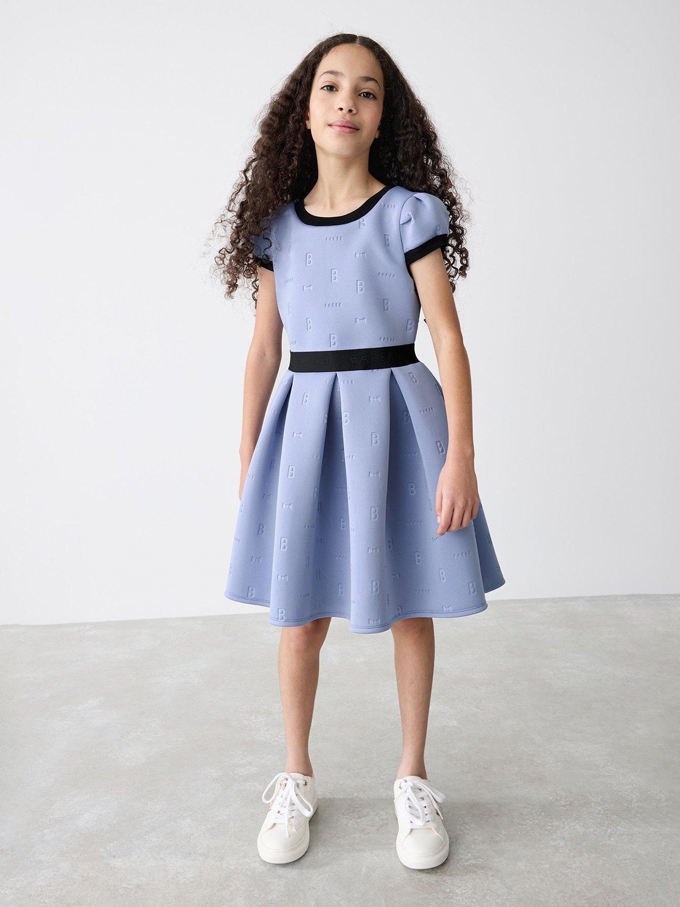 ted-baker-girls-embossed-logo-dress-blue