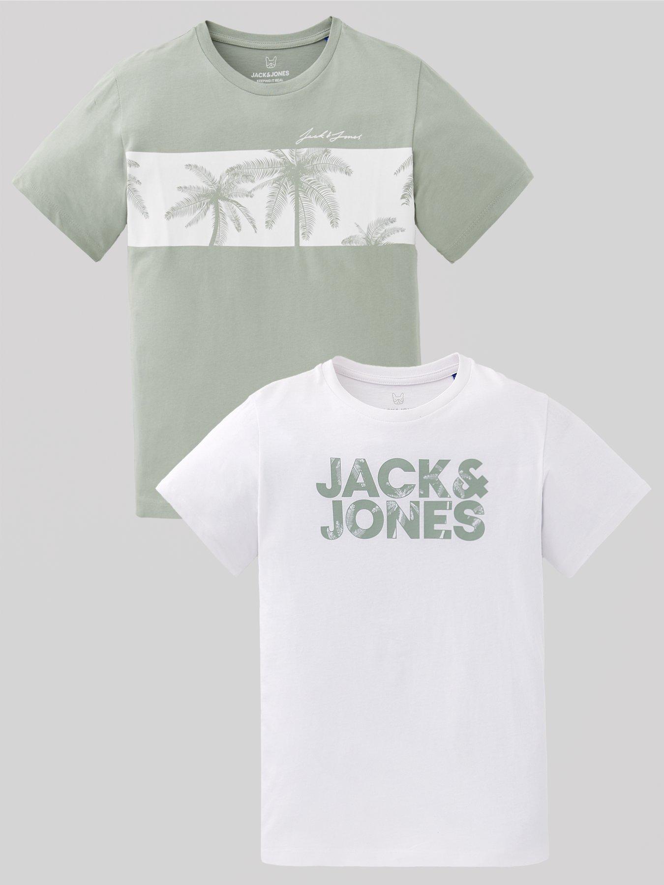  image of jack-jones-junior-boys-2-pack-floral-brand-t-shirts-multi