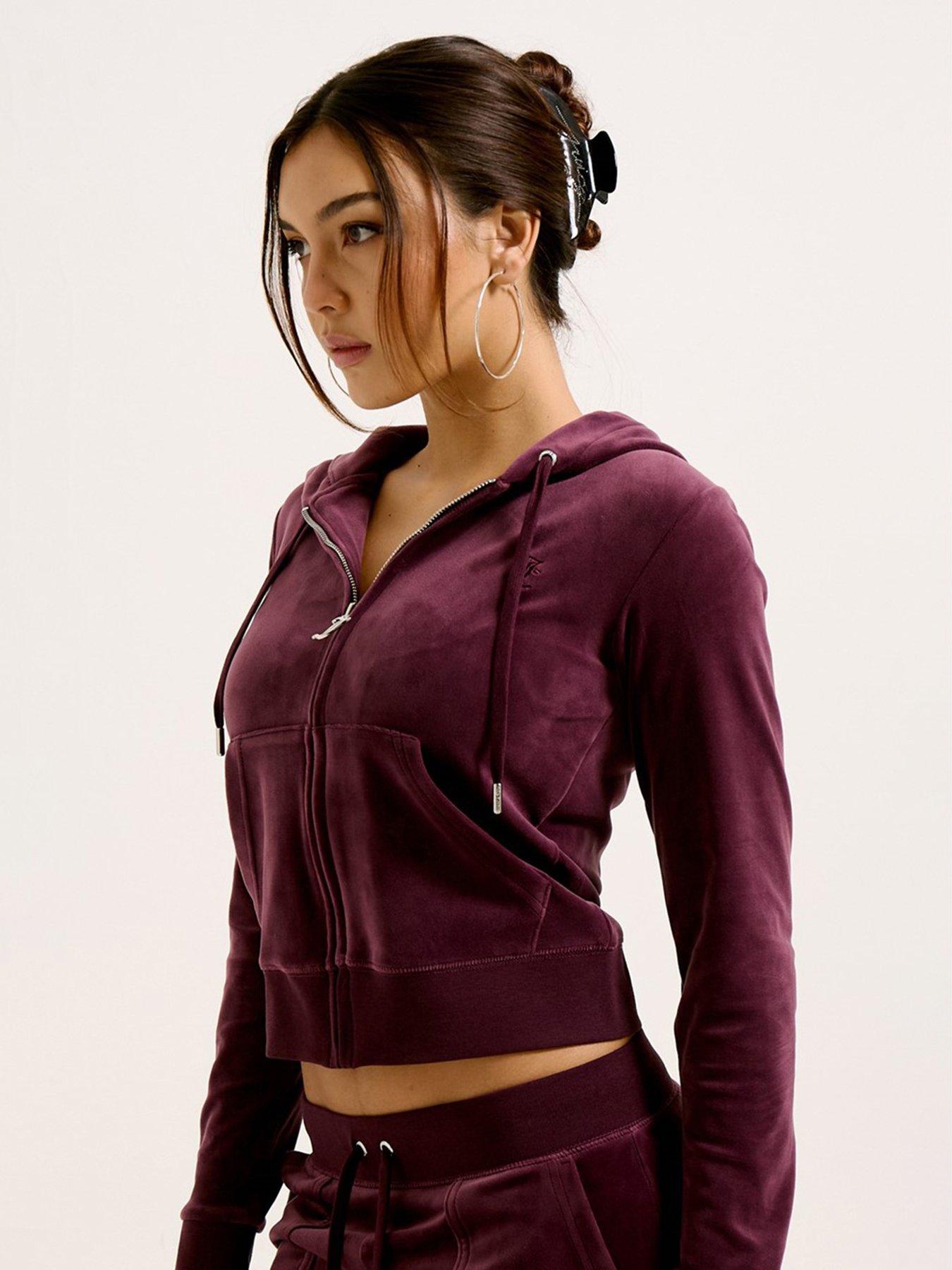 undefined Classic Velour Fitted Hoodie With Tonal Jc Embroidery - Purple