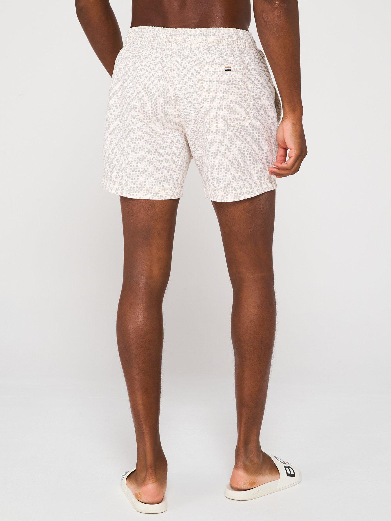  image of boss-vibe-all-over-print-swim-shorts-white