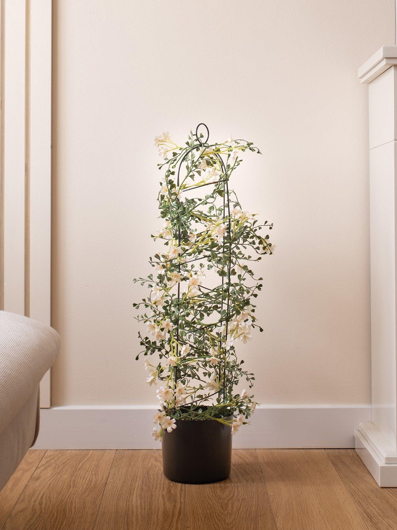 Scottish Everlastings OUTDOOR 76cm Artificial Climbing Plant Obelisk in White