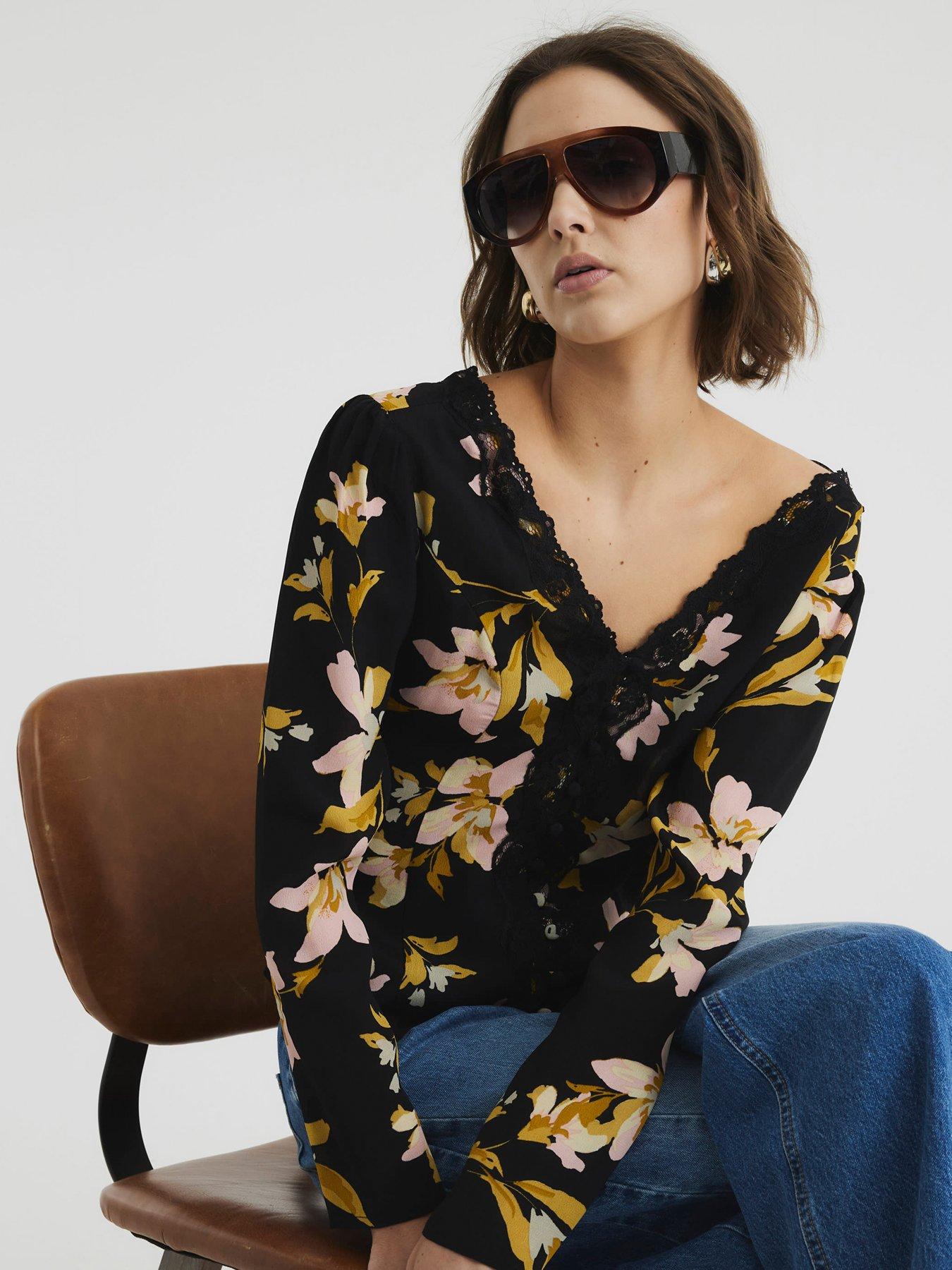 river-island-printed-floral-lace-trim-top-black